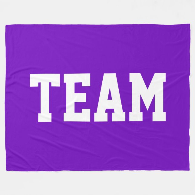 Couverture Polaire TEAM Amusant Blanc Texte Athlétique Sur Violet Cla (Devant (Horizontal))