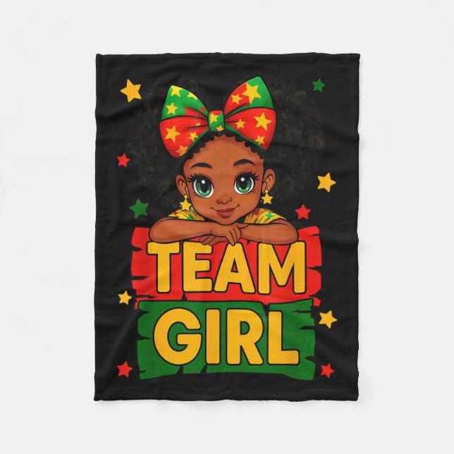 Couverture Polaire Team Girl Black Kids Gender Reveal Baby Annonces (Devant)
