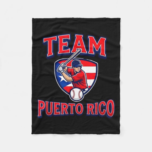 Couverture Polaire Team Puerto Rico Baseball Flag Patriotic  (Devant)