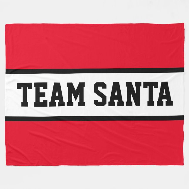 Couverture Polaire TEAM SANTA Texte Athlétique Rouge Blanc Rayures (Devant (Horizontal))