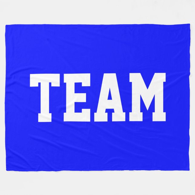 Couverture Polaire TEAM Texte Athlétique Blanc Gras Sur Fond Bleu Roy (Devant (Horizontal))