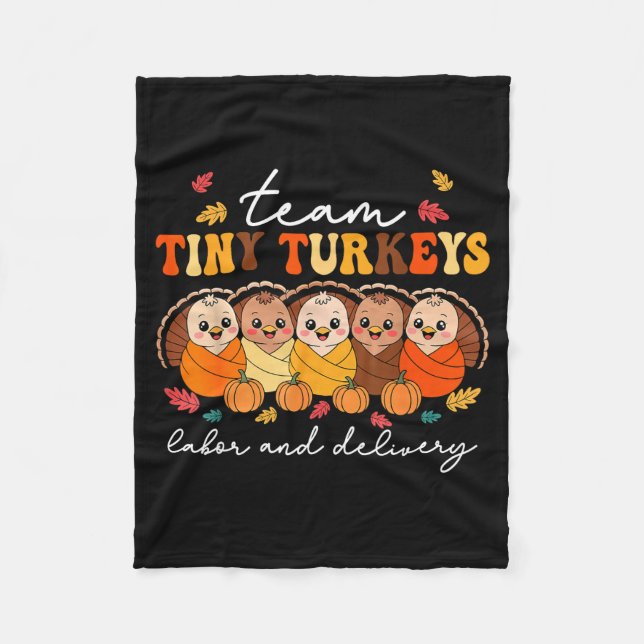 Couverture Polaire Team Tiny Turkeys Labor And Delivery Nurse Thanksg (Devant)