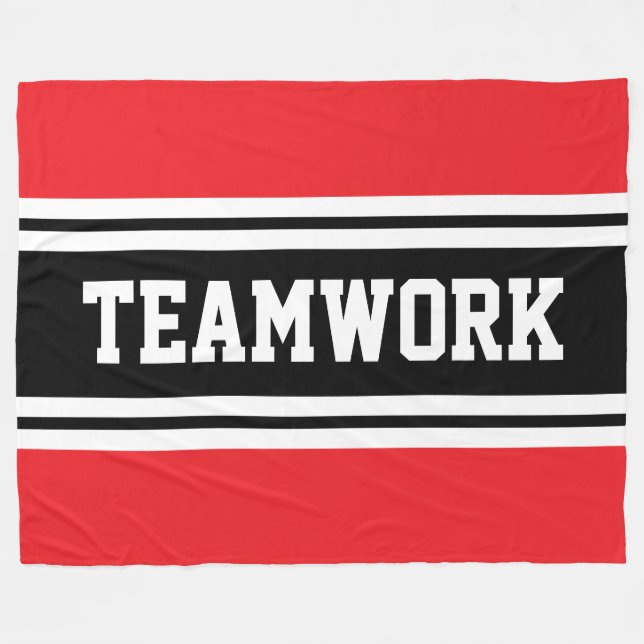 Couverture Polaire TEAMWORK Athlétique Rouge Noir Blanc Rayures (Devant (Horizontal))