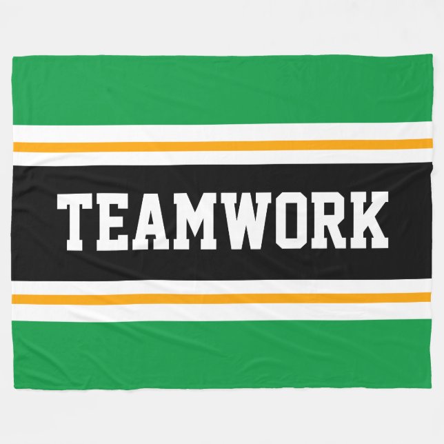 Couverture Polaire TEAMWORK Fun Athletic Green Black White Stripes (Devant (Horizontal))