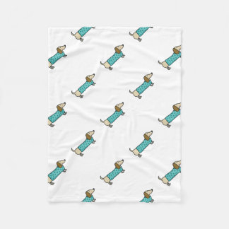 Couverture Polaire Teckel mignon dans le bleu en bon état