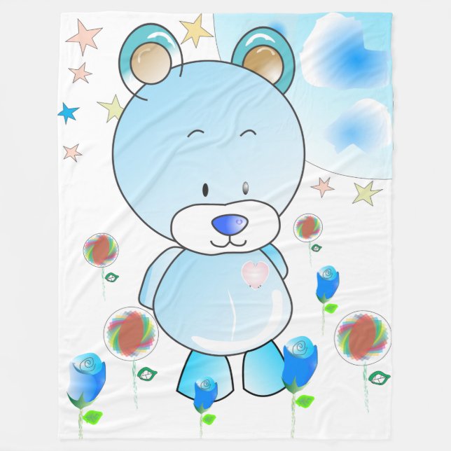 Couverture Polaire Teddy Bear et Stars (Devant)