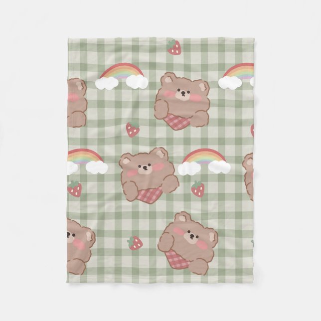 Couverture Polaire Teddy Bear & Rainbow Sherpa Blanket (Devant)