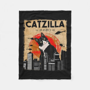 Couverture Polaire Tee Catzilla vintage - Drôle Tuxedo Chat Et Kitten