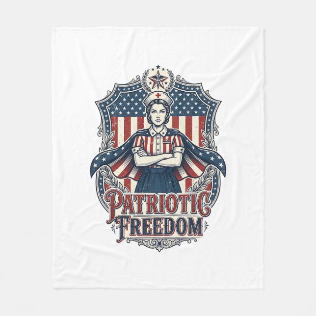 Couverture Polaire Tee-shirt graphique vectoriel infirmière patriotiq (Devant)