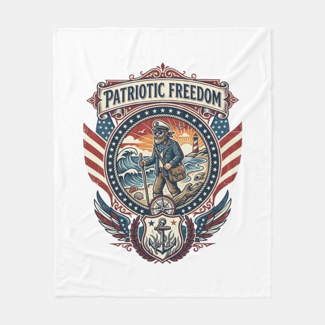 Couverture Polaire Tee-shirt graphique vectoriel Patriotic Beachcombe (Devant)