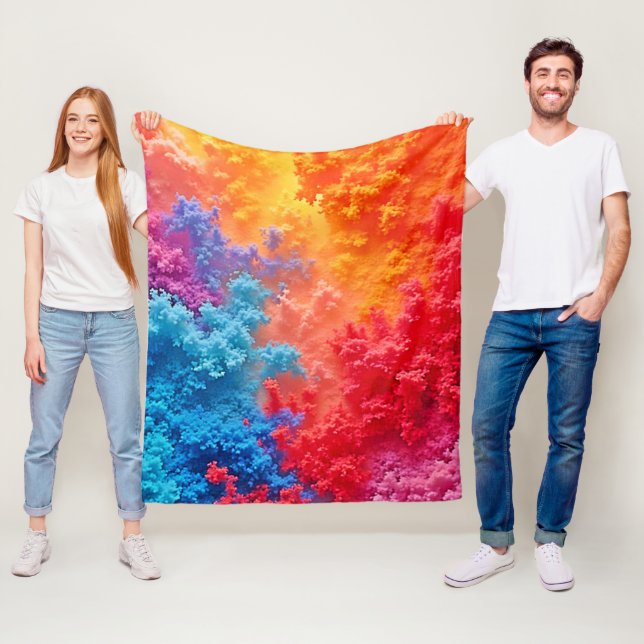 Couverture Polaire Teintes de Nuages Abstraits Vibrants (En situation)