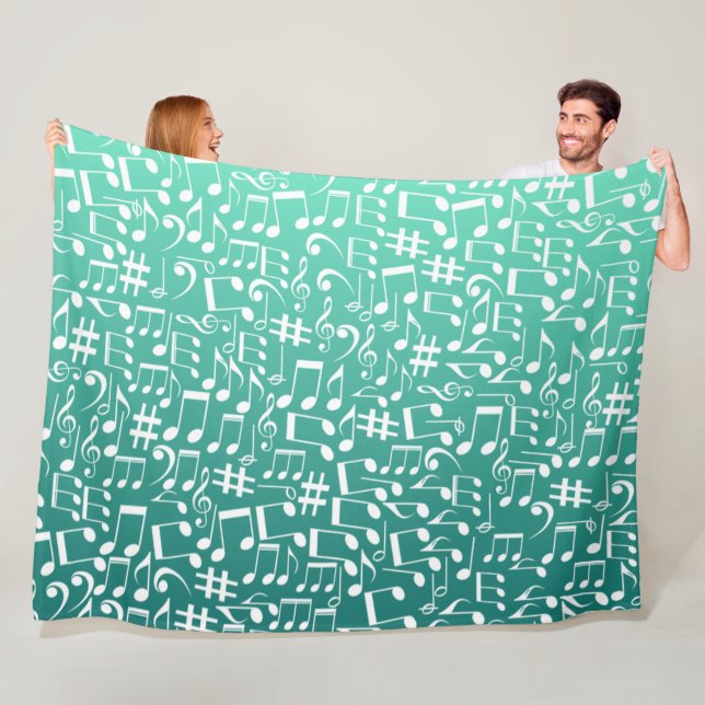 Couverture Polaire Teintes de sarcelle vert bleu de mer aigue-marine  (En situation)