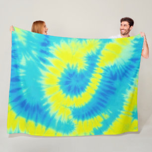 Couverture Polaire Teinture à tarte bleu et jaune