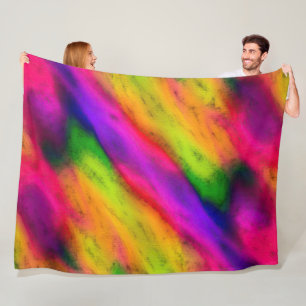 Couverture Polaire Teinture rose violet jaune vert Tie