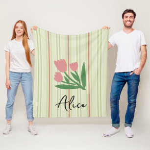 Couverture Polaire Tendance pastel rétro rayures motifs Vert