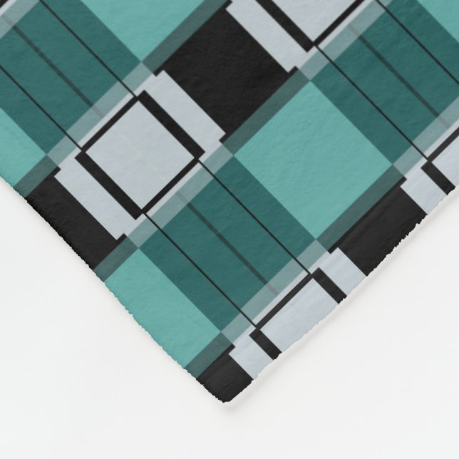 Couverture Polaire Tendance Turquoise Vert Bleu Noir Blanc Abstrait P (Coin)