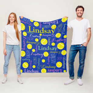 Couverture Polaire Tennis balls jaune, rose, bleu vert nom de filles