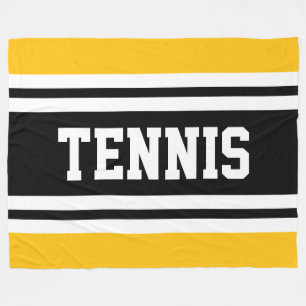 Couverture Polaire TENNIS Jaune Athlétique Noir Blanc Rayures de Cour