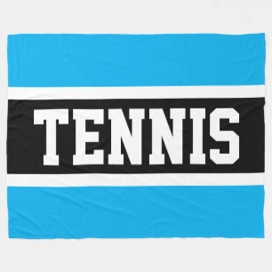 Couverture Polaire TENNIS Sporty 70s Bleu Azur Rayures Noires et Blan