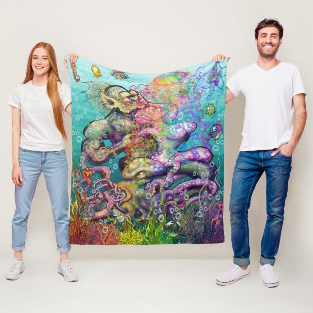 Couverture Polaire Tentacles en carreaux (En situation)