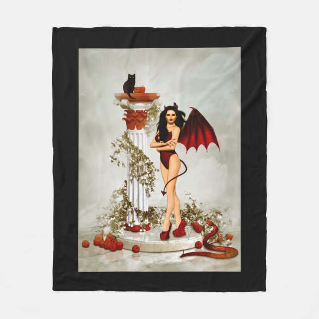 Couverture Polaire Tentation de fille diabolique gothique (Devant)