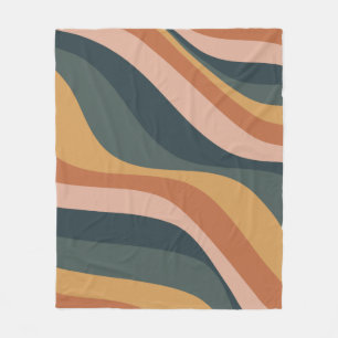 Couverture Polaire Terme Boho Abstrait Wavy Swirl Lines Terracotta