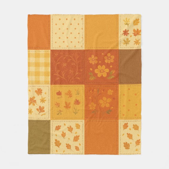 Couverture Polaire Terracotta Patchwork Quilt Rustic Farmhouse Floral (Devant)