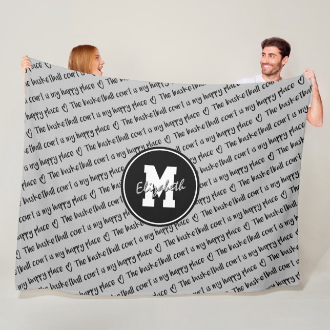 Couverture Polaire terrain de basket heureux lieu gris noir N'importe (En situation)