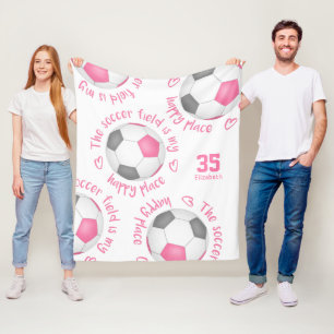 Couverture Polaire terrain de football gris rose mon joyeux endroit d