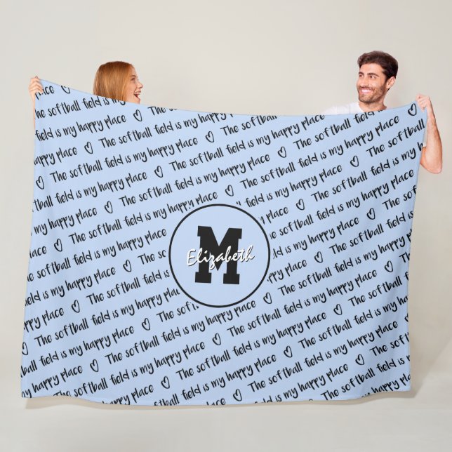 Couverture Polaire terrain de softball mon heureux lieu bleu clair N' (En situation)