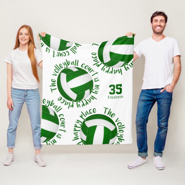 Couverture Polaire terrain de volley-ball blanc vert pour filles lieu (En situation)