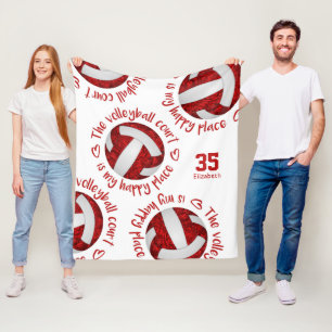 Couverture Polaire terrain de volley-ball rouge blanc heureux lieu ty