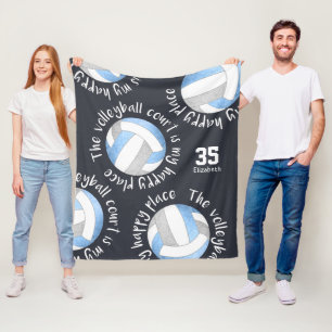 Couverture Polaire terrain de volley heureux lieu lt bleu gris charbo