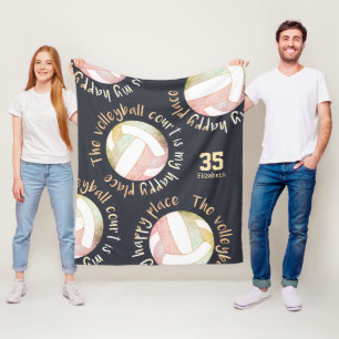 Couverture Polaire terrain de volley heureux place pâle pastel charbo