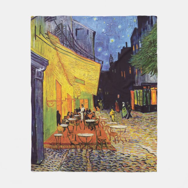 Couverture Polaire Terrasse de café la nuit par Van Gogh (Devant)