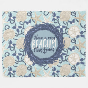 Couverture Polaire Terre côtière de Noël Tropical Sea Shell Wreath -