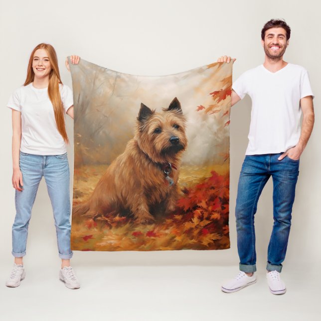 Couverture Polaire Terrier australien en automne Leaves automne Inspi (En situation)
