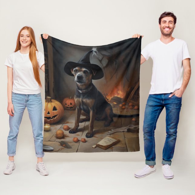 Couverture Polaire Terrier de la baie de Chesapeake Citrouilles Hallo (En situation)