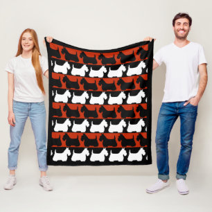 Couverture Polaire Térrier écossais chien noir/rouge/blanc, rayures g