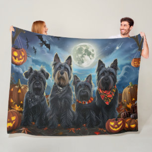 Couverture Polaire Térrier Écossais Halloween Fantomatique