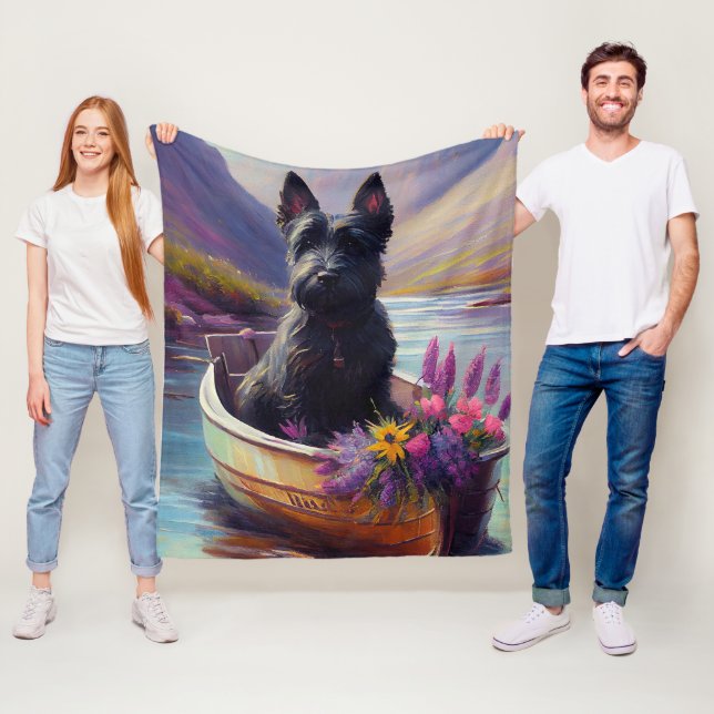 Couverture Polaire Terrier Écossais sur une pagaie : Une aventure pit (En situation)