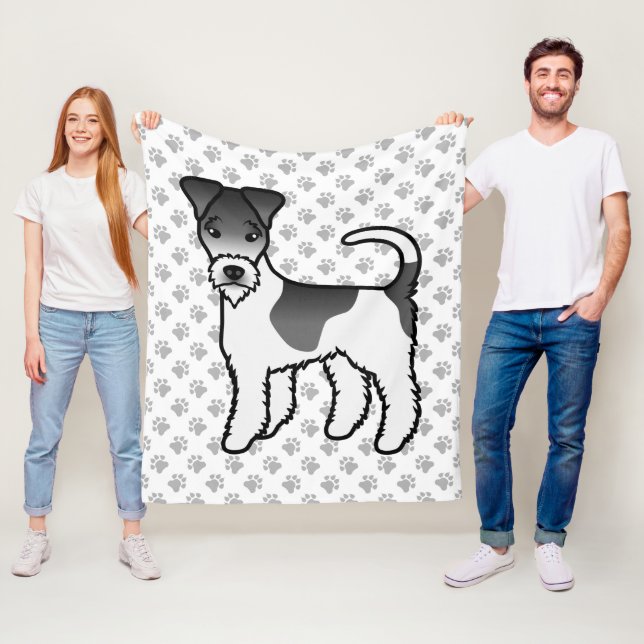 Couverture Polaire Terrier Fox à fil de fer noir et blanc Chien de de (En situation)
