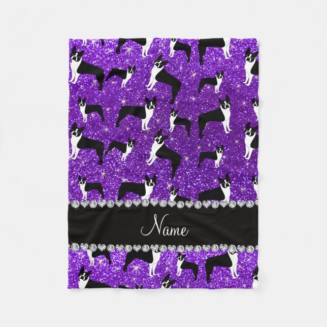 Couverture Polaire Terrier pourpre de Boston de parties scintillantes (Devant)