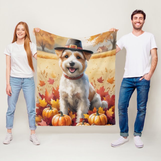 Couverture Polaire Terrier Wheaten Dans Feuilles D'Automne Art De Tha (En situation)