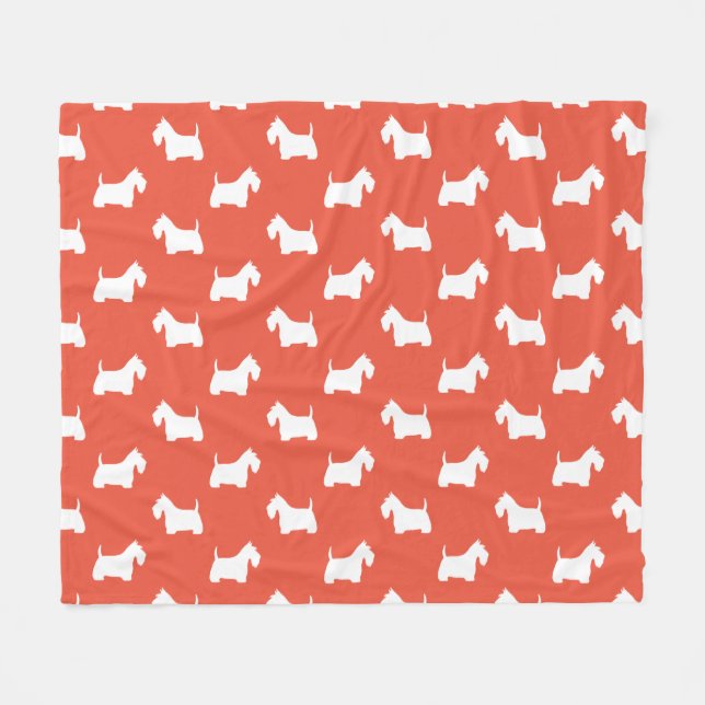 Couverture Polaire Terriers écossais blancs| Silhouettes de chien éco (Devant (Horizontal))