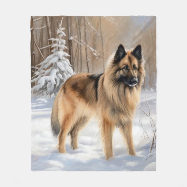 Couverture Polaire Tervuren Belge Qu'il neige Noël  (Devant)