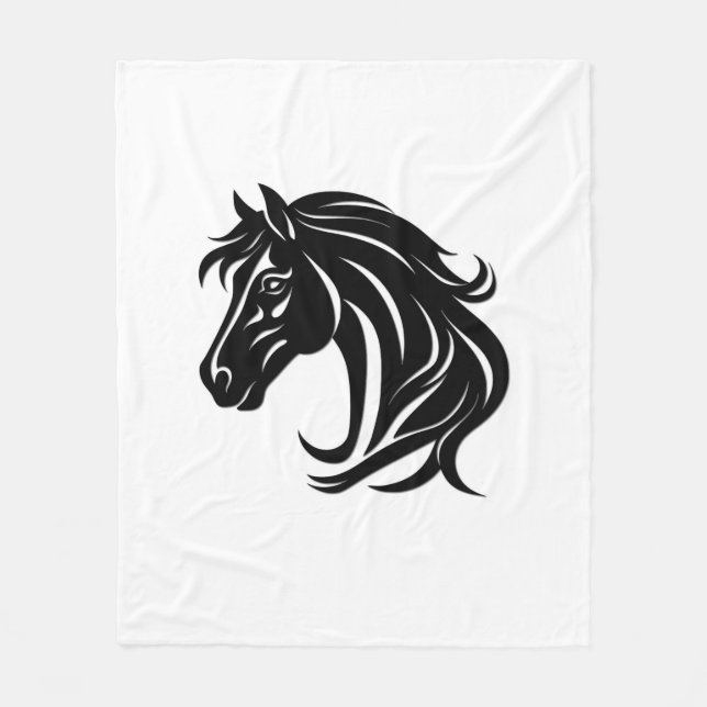 Couverture Polaire Tête de magnifique cheval noir   (Devant)