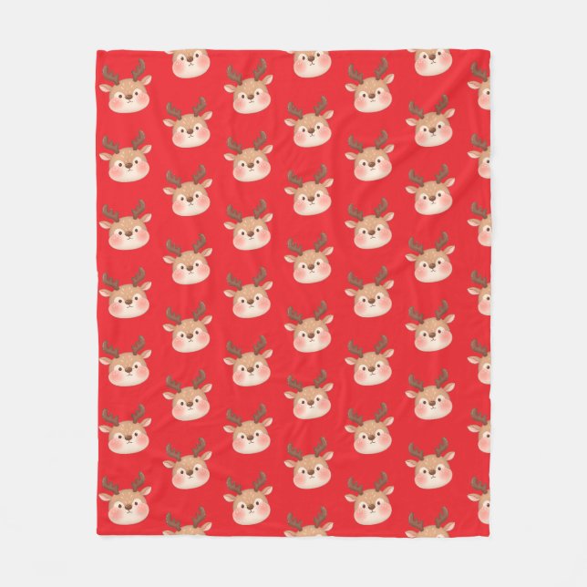 Couverture Polaire Tête de Renne Pastel Mignonne (Devant)