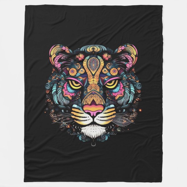 Couverture Polaire Tête de Tigre Incroyable  (Devant)