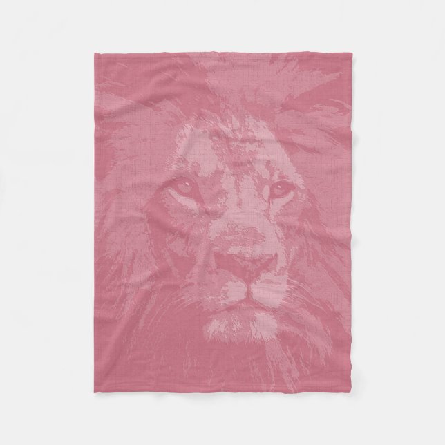 Couverture Polaire Tête de visage de lion rose (Devant)